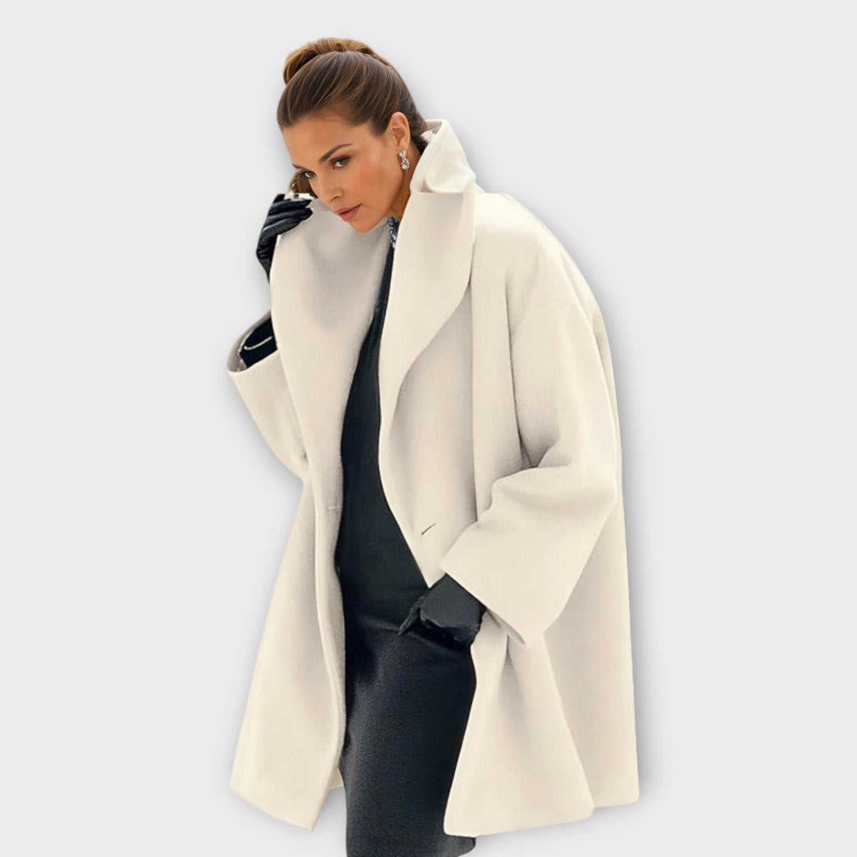 Women's Oversized Open Front Shawl Collar Winter Coat