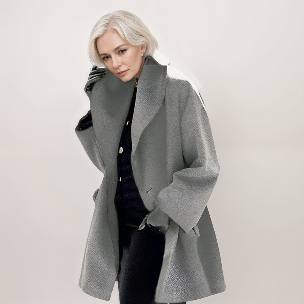 Women's Oversized Open Front Shawl Collar Winter Coat