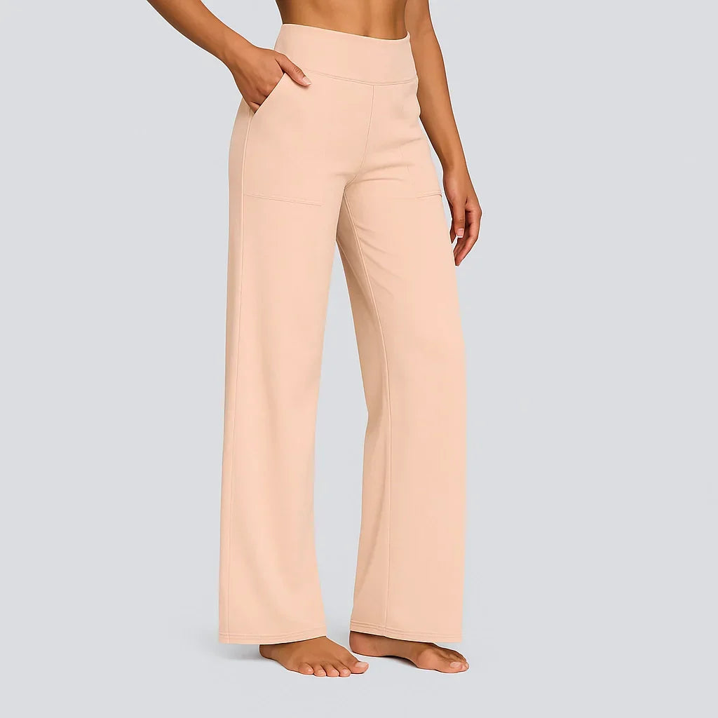 Women's High-Waisted Wide-Leg Stretch Pants