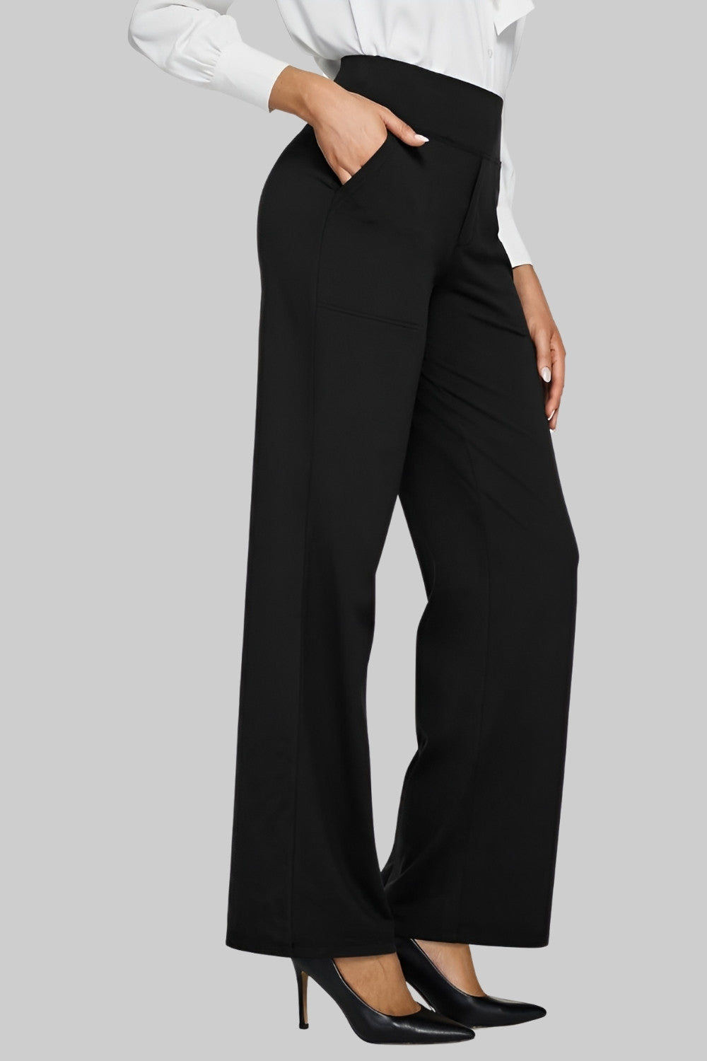 Women's High-Waisted Wide-Leg Stretch Pants