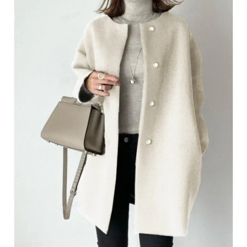 Women’s Elegant Oversized Button Front Winter Coat Jacket