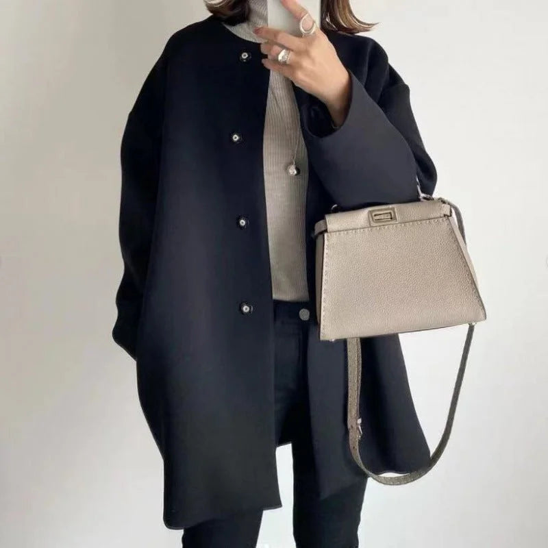 Women’s Elegant Oversized Button Front Winter Coat Jacket