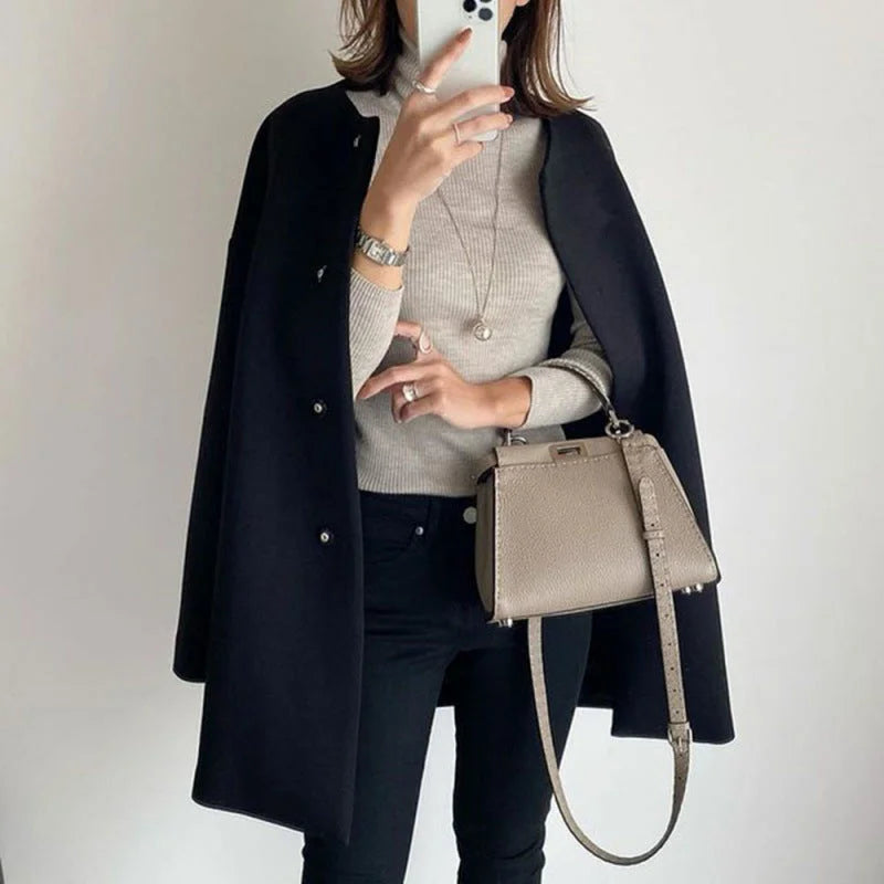 Women’s Elegant Oversized Button Front Winter Coat Jacket