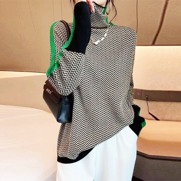 Women's Chevron Turtleneck Sweater