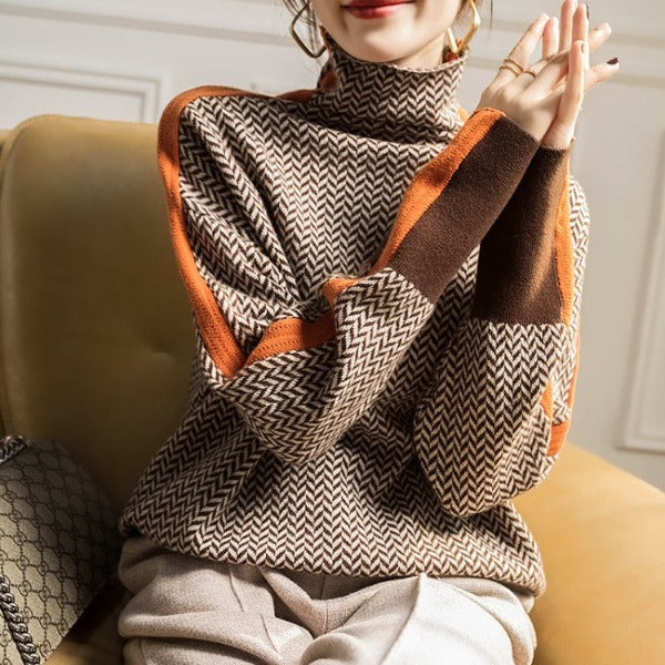 Women's Chevron Turtleneck Sweater