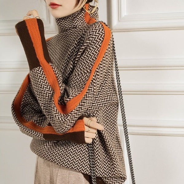 Women's Chevron Turtleneck Sweater