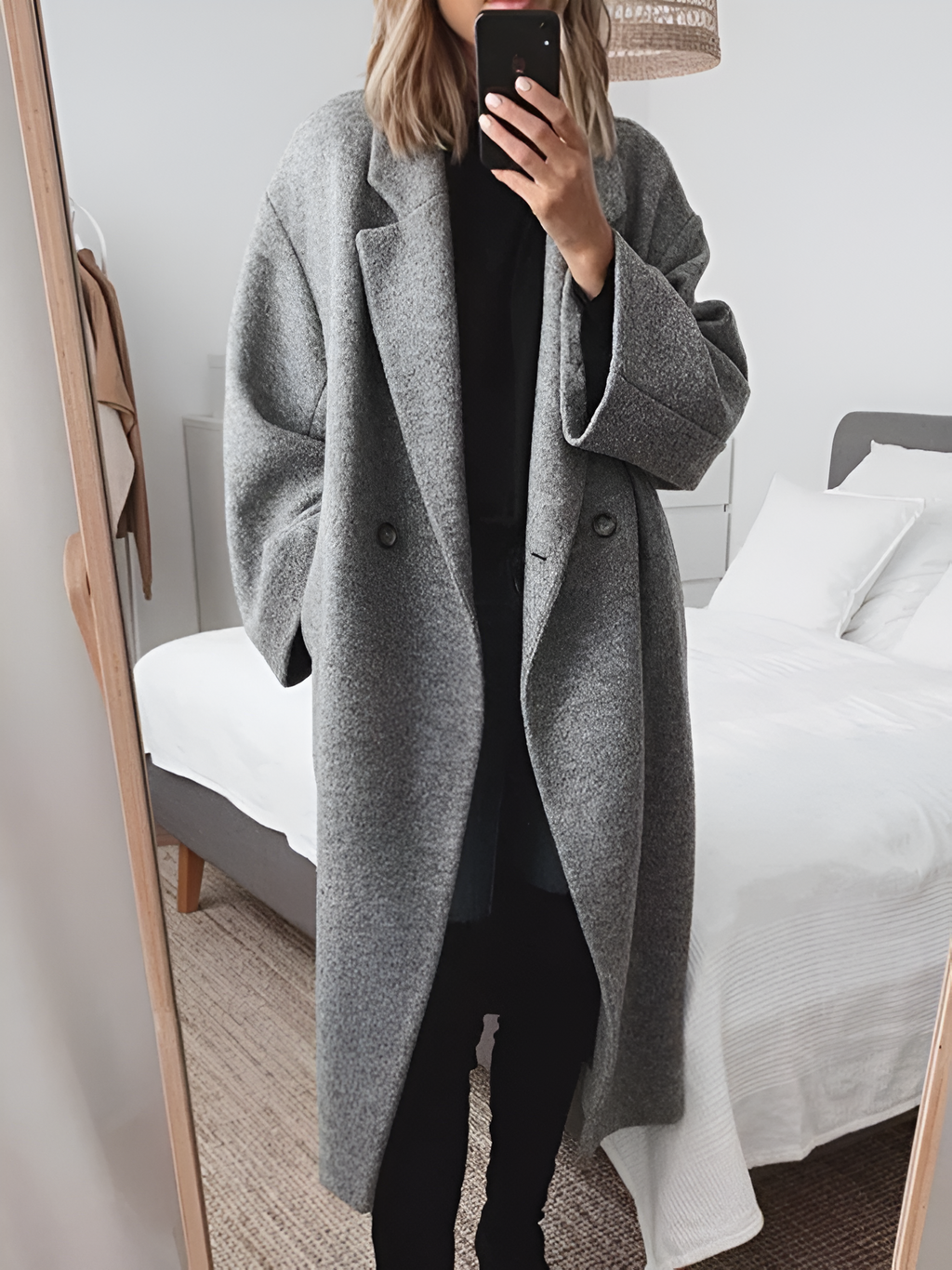 Women's Oversized Double-Breasted Long Coat