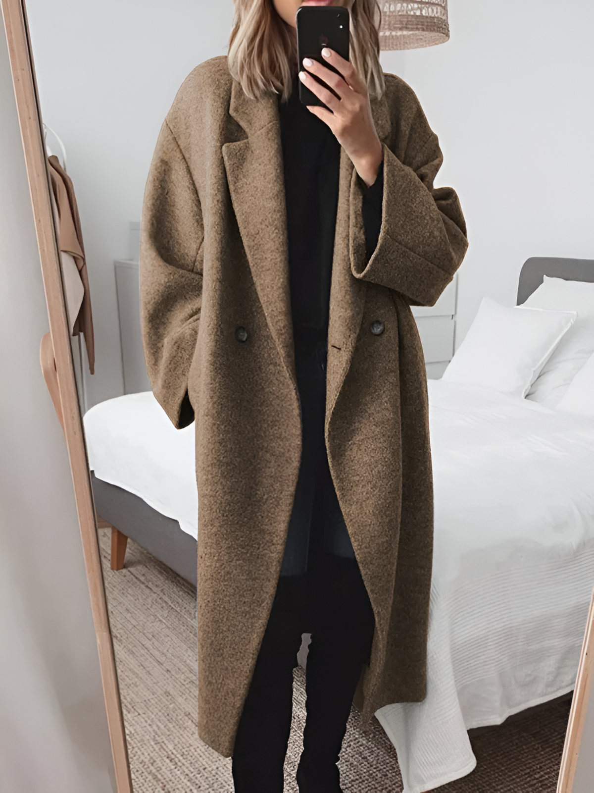 Women's Oversized Double-Breasted Long Coat