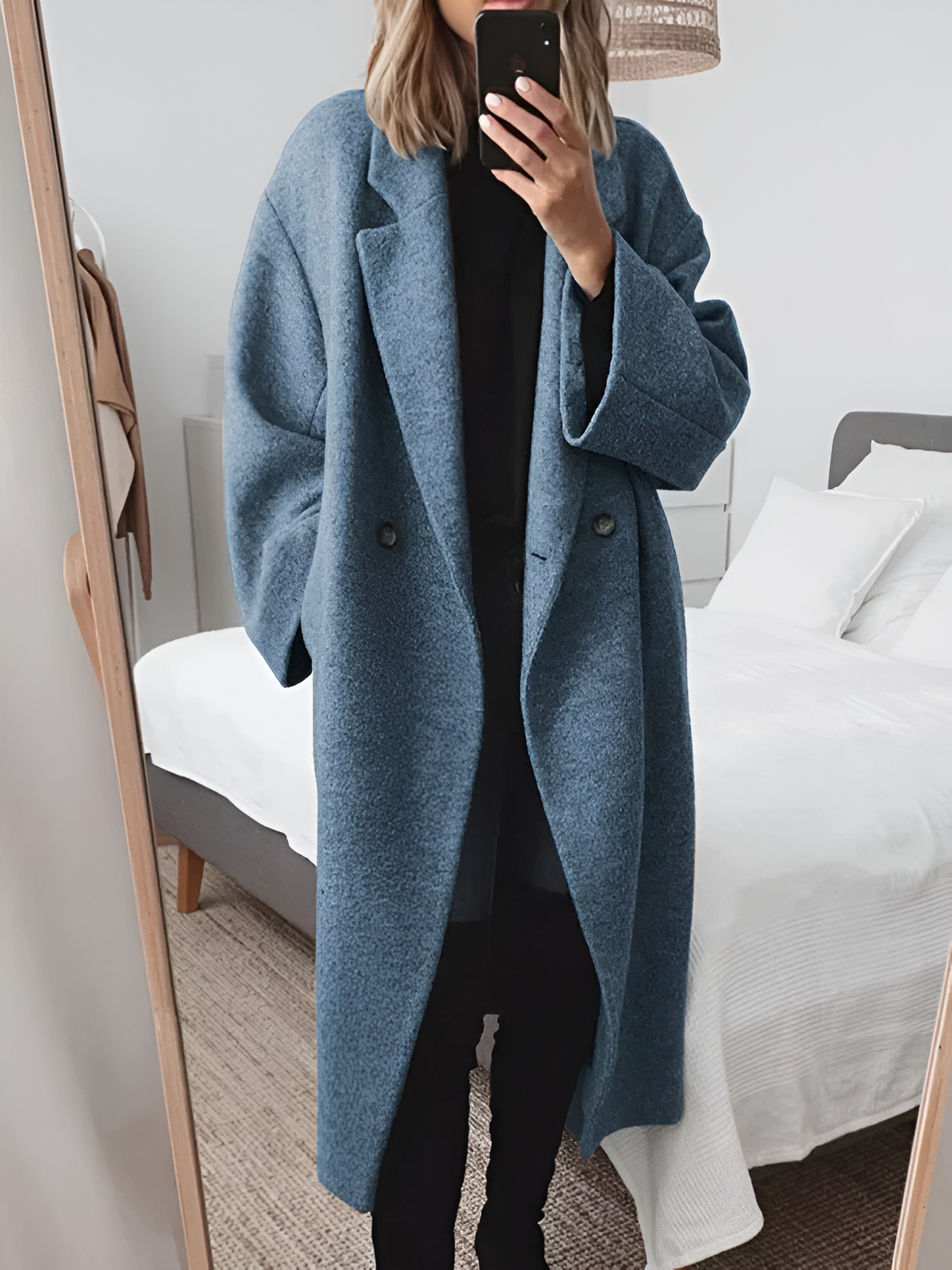 Women's Oversized Double-Breasted Long Coat