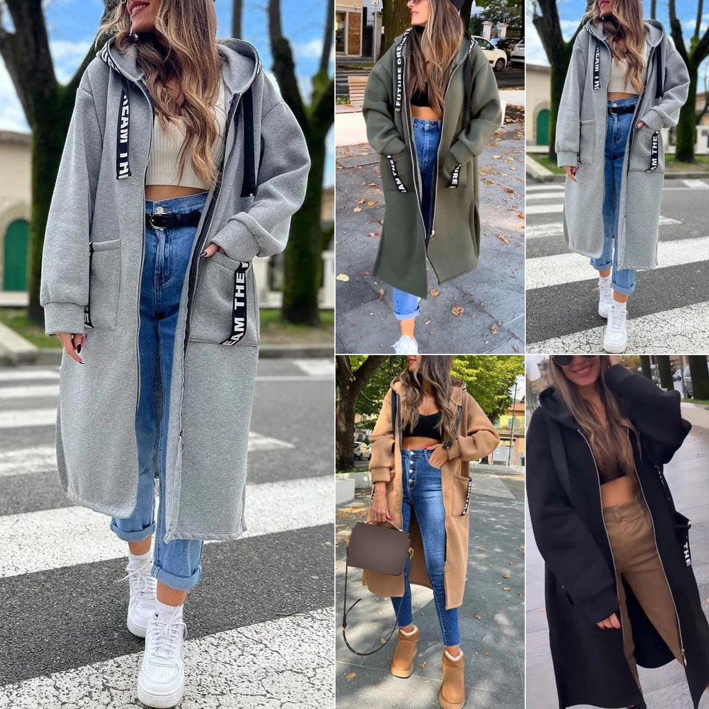 Women’s Oversized Longline Hooded Zip Coat