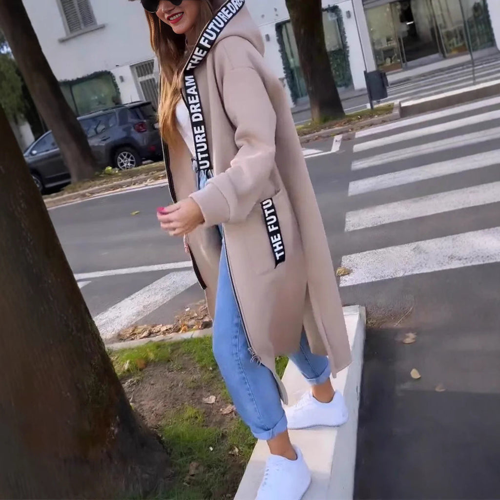 Women’s Oversized Longline Hooded Zip Coat