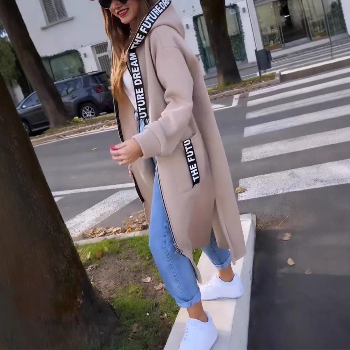 Women’s Oversized Longline Hooded Zip Coat