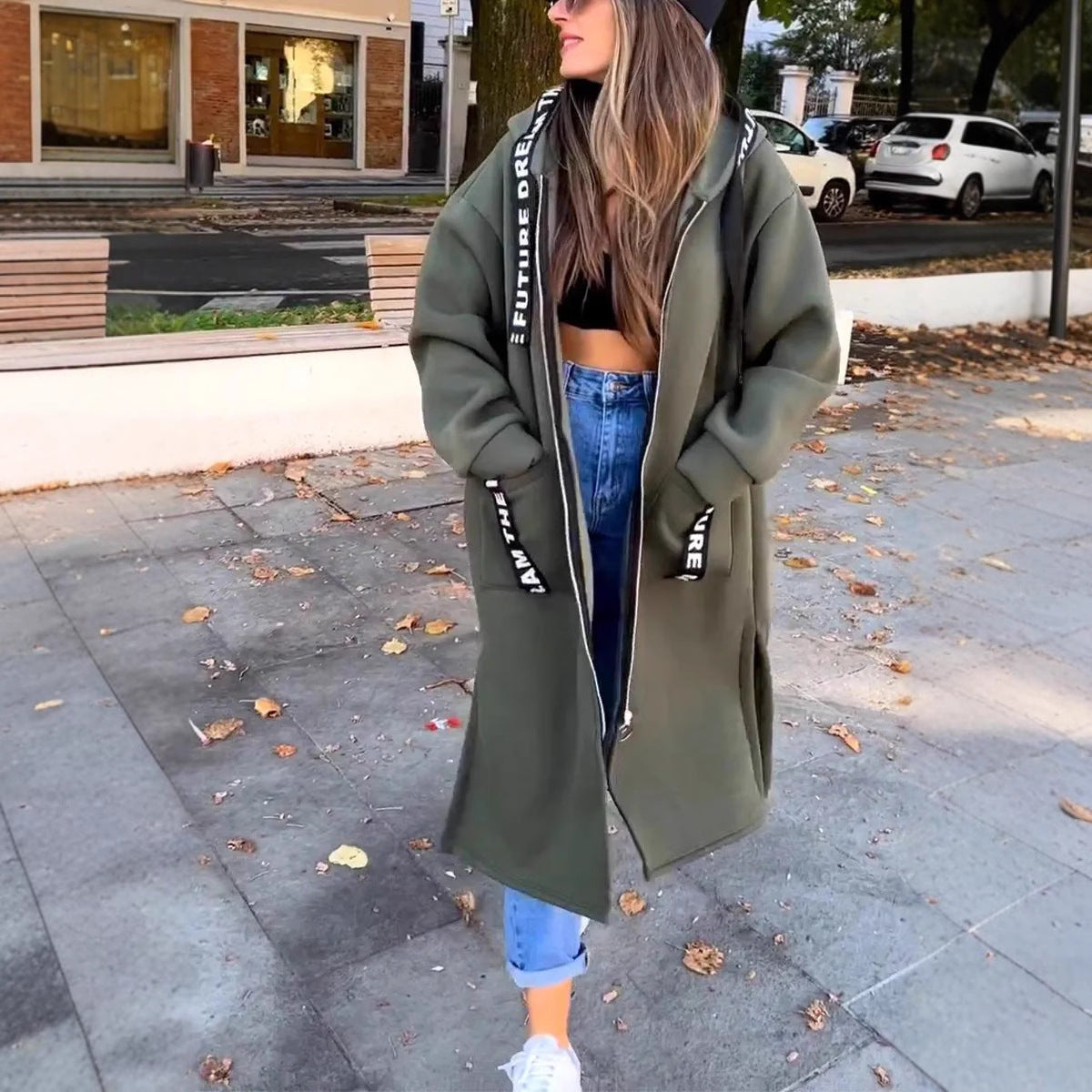 Women’s Oversized Longline Hooded Zip Coat