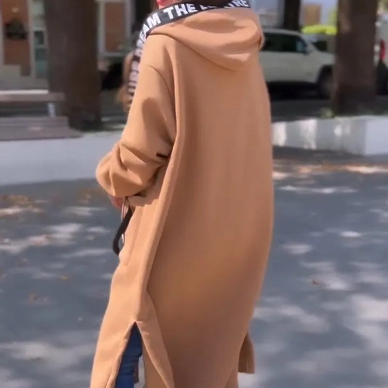 Women’s Oversized Longline Hooded Zip Coat