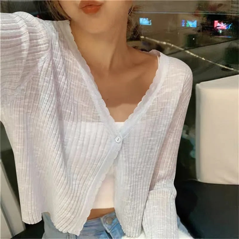 Women’s Lightweight Ribbed Knit Button-Up Cardigan Sweater