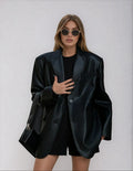 Women’s Oversized Faux Leather Blazer Jacket