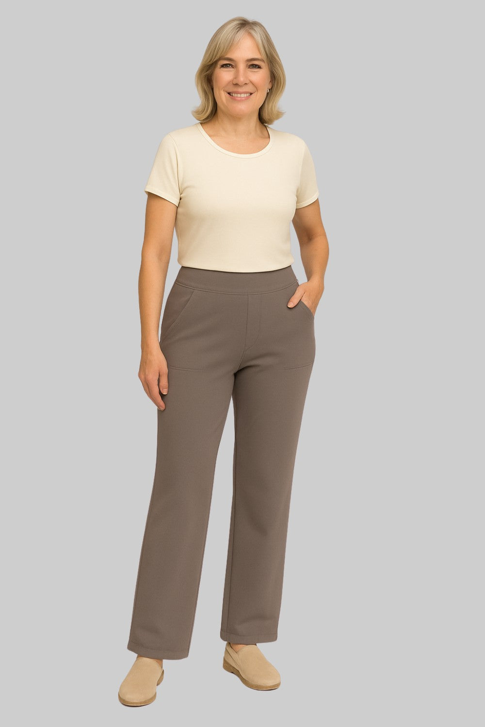Women's High-Waisted Wide-Leg Stretch Pants